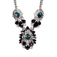 Noir Princess Emerald Marquise Cluster Statement Necklace